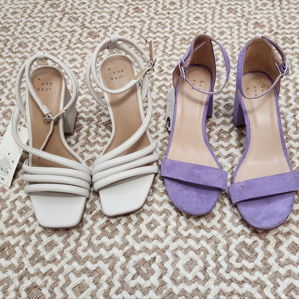 NWT Set Of 2 Ankle Strap Block Heel Sandals